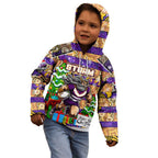 Custom Storm Rugby Merry Christmas Kid Hoodie Indigenous Australian Art