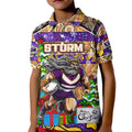 Custom Storm Rugby Merry Christmas Kid Polo Shirt Indigenous Australian Art
