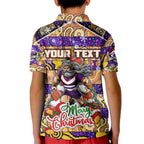 Custom Storm Rugby Merry Christmas Kid Polo Shirt Indigenous Australian Art