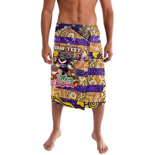 Custom Storm Rugby Merry Christmas Lavalava Indigenous Australian Art