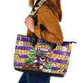 Storm Rugby Merry Christmas Leather Tote Bag Indigenous Australian Art