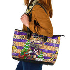 Storm Rugby Merry Christmas Leather Tote Bag Indigenous Australian Art