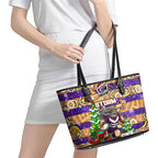 Storm Rugby Merry Christmas Leather Tote Bag Indigenous Australian Art