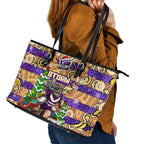 Storm Rugby Merry Christmas Leather Tote Bag Indigenous Australian Art