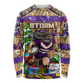 Custom Storm Rugby Merry Christmas Long Sleeve Shirt Indigenous Australian Art