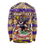 Custom Storm Rugby Merry Christmas Long Sleeve Shirt Indigenous Australian Art