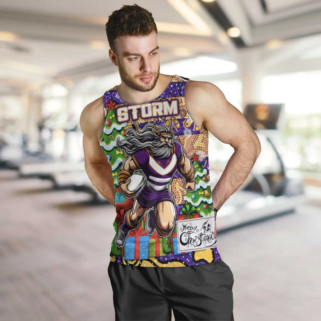 Custom Storm Rugby Merry Christmas Men Tank Top Indigenous Australian Art