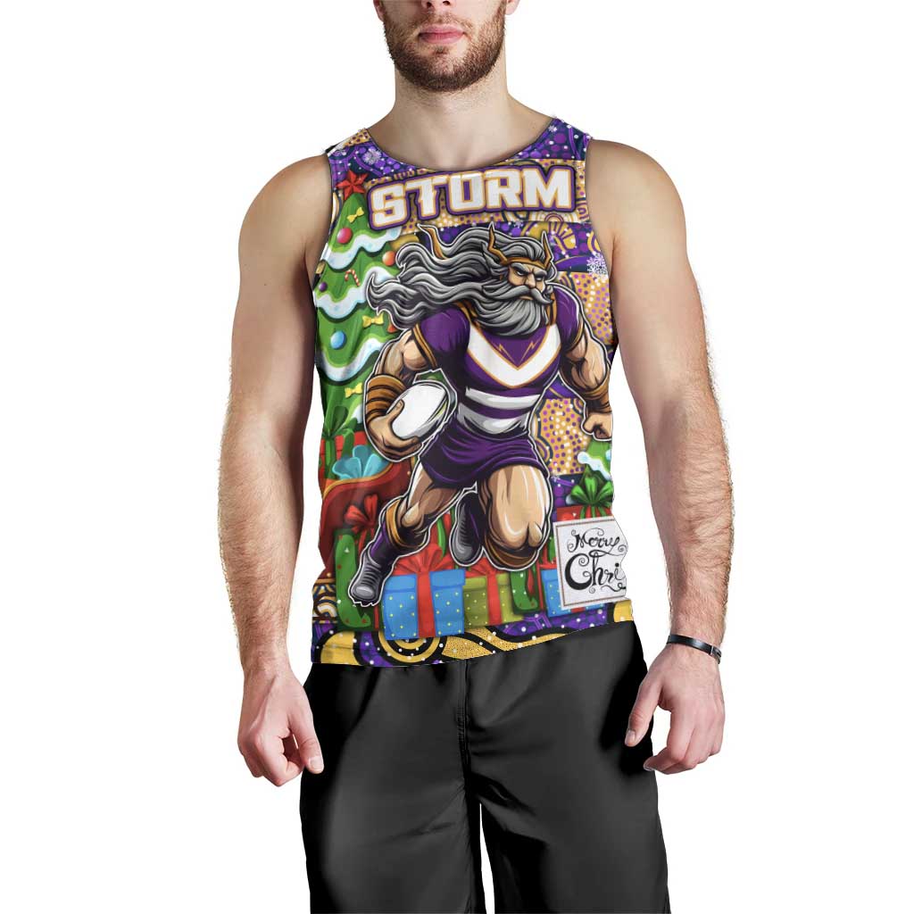 Custom Storm Rugby Merry Christmas Men Tank Top Indigenous Australian Art