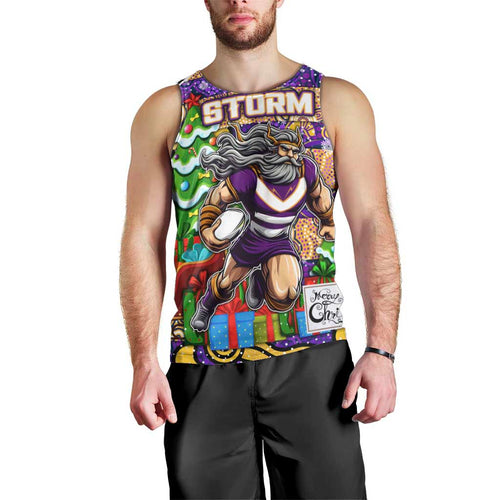 Custom Storm Rugby Merry Christmas Men Tank Top Indigenous Australian Art