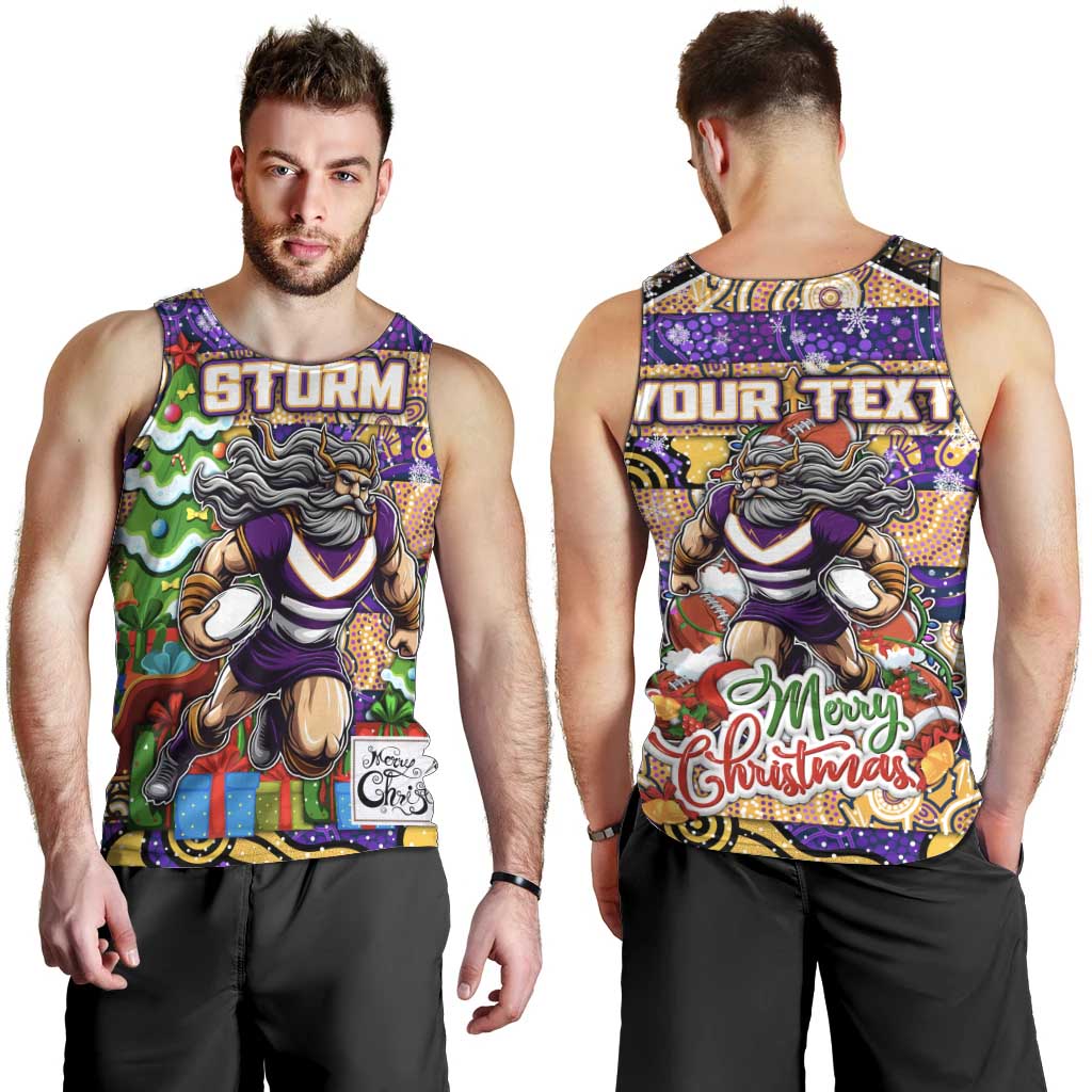 Custom Storm Rugby Merry Christmas Men Tank Top Indigenous Australian Art