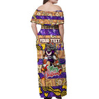 Custom Storm Rugby Merry Christmas Off Shoulder Maxi Dress Indigenous Australian Art