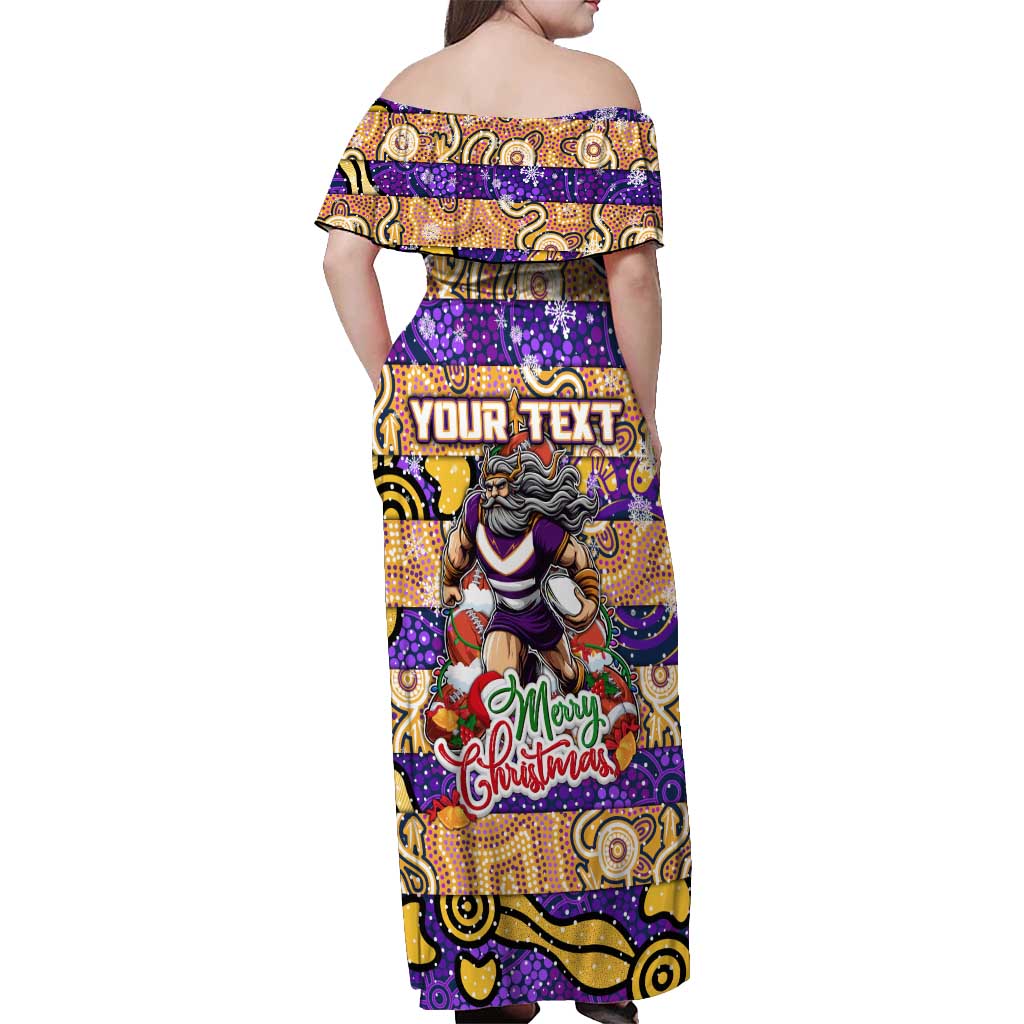 Custom Storm Rugby Merry Christmas Off Shoulder Maxi Dress Indigenous Australian Art