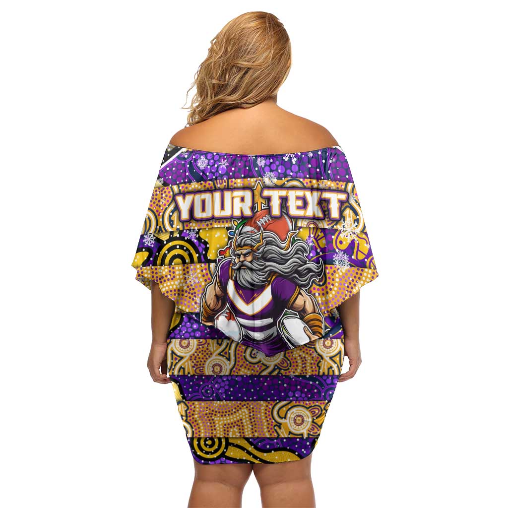 Custom Storm Rugby Merry Christmas Off Shoulder Short Dress Indigenous Australian Art