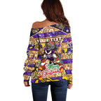 Custom Storm Rugby Merry Christmas Off Shoulder Sweater Indigenous Australian Art