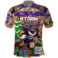 Custom Storm Rugby Merry Christmas Polo Shirt Indigenous Australian Art