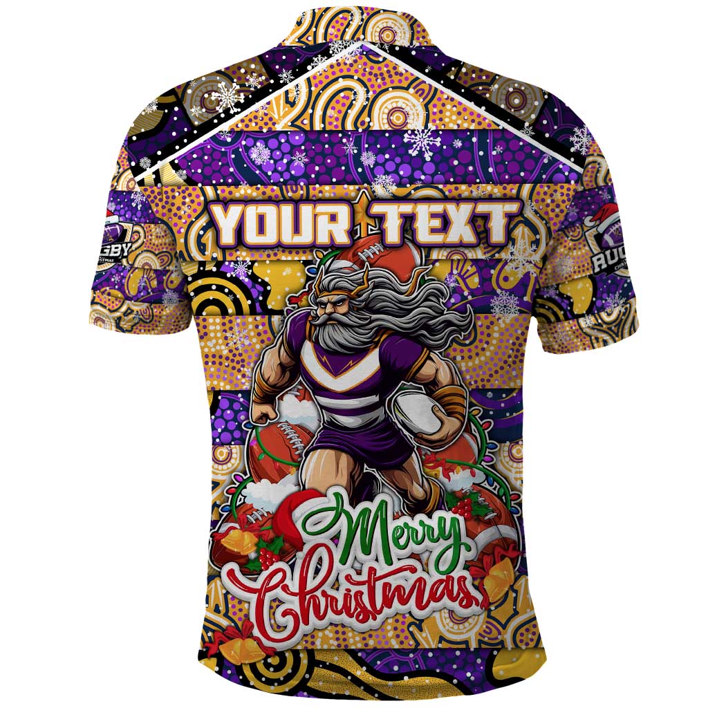 Custom Storm Rugby Merry Christmas Polo Shirt Indigenous Australian Art