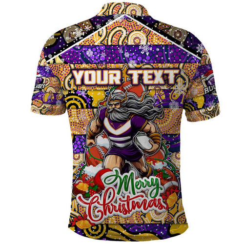 Custom Storm Rugby Merry Christmas Polo Shirt Indigenous Australian Art