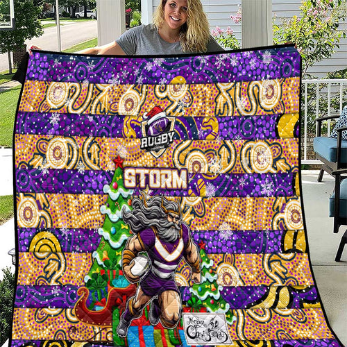 Storm Rugby Merry Christmas Quilt Indigenous Australian Art