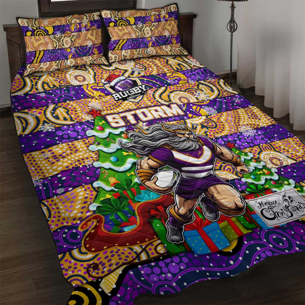 Storm Rugby Merry Christmas Quilt Bed Set Indigenous Australian Art