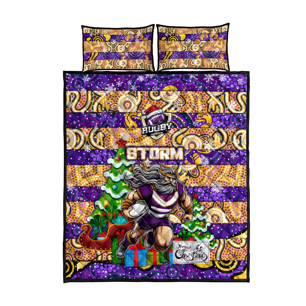 Storm Rugby Merry Christmas Quilt Bed Set Indigenous Australian Art