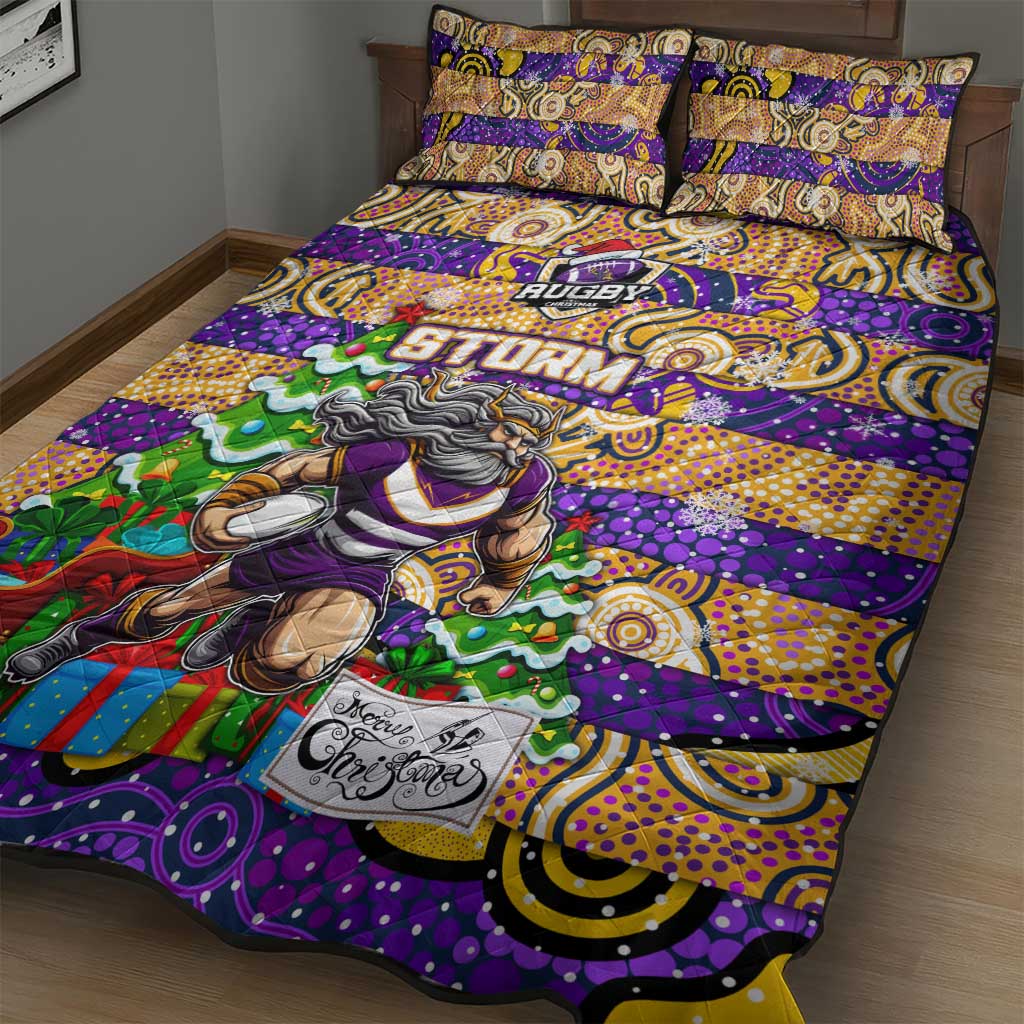 Storm Rugby Merry Christmas Quilt Bed Set Indigenous Australian Art