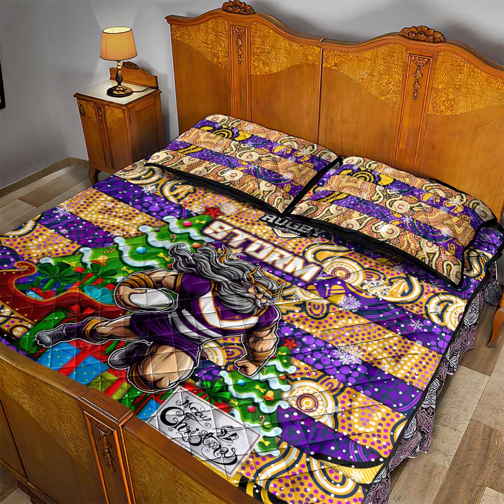 Storm Rugby Merry Christmas Quilt Bed Set Indigenous Australian Art