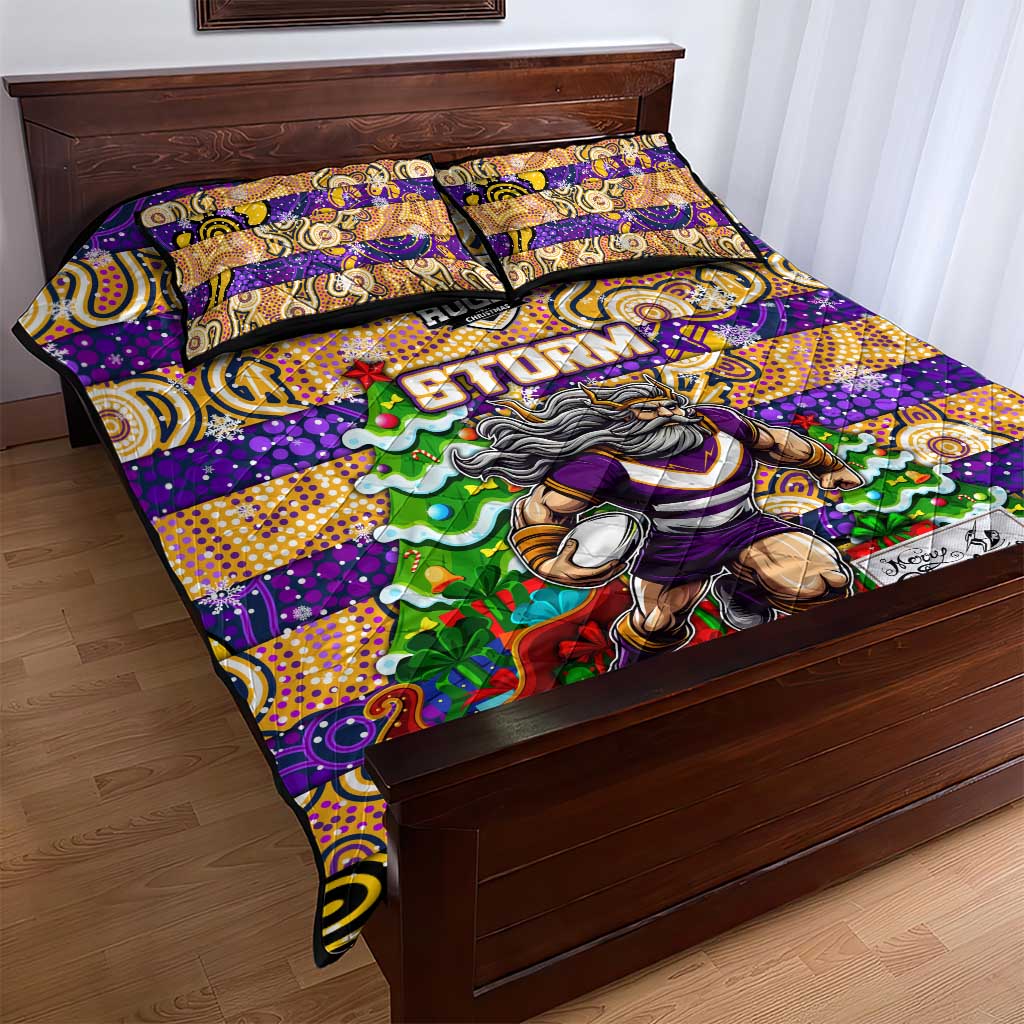 Storm Rugby Merry Christmas Quilt Bed Set Indigenous Australian Art