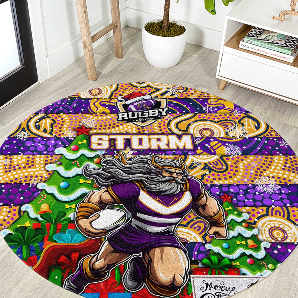 Storm Rugby Merry Christmas Round Carpet Indigenous Australian Art