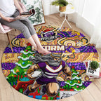 Storm Rugby Merry Christmas Round Carpet Indigenous Australian Art