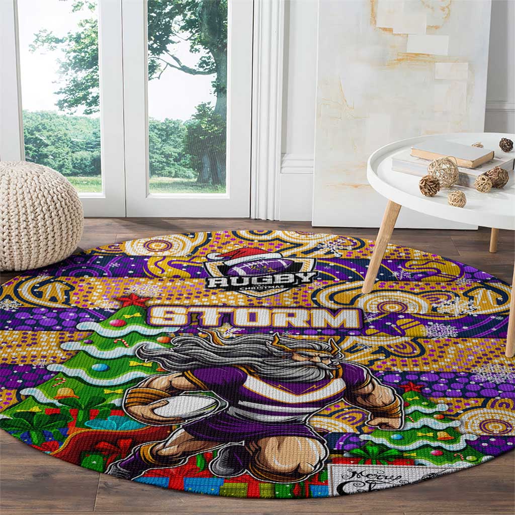 Storm Rugby Merry Christmas Round Carpet Indigenous Australian Art