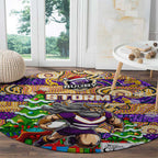 Storm Rugby Merry Christmas Round Carpet Indigenous Australian Art