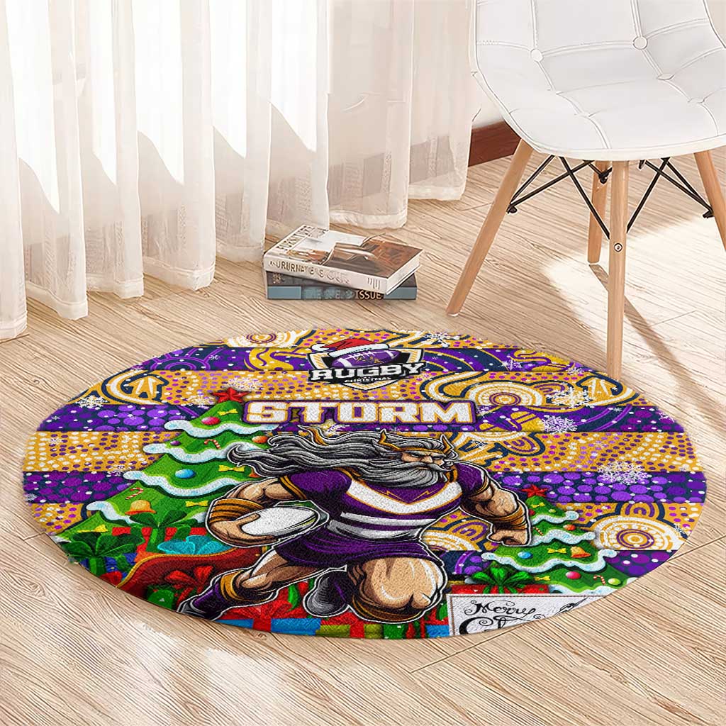 Storm Rugby Merry Christmas Round Carpet Indigenous Australian Art