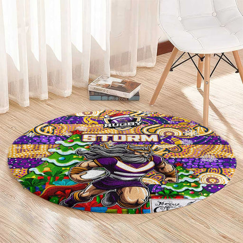 Storm Rugby Merry Christmas Round Carpet Indigenous Australian Art