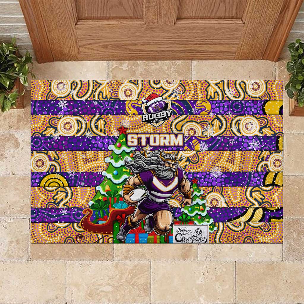 Storm Rugby Merry Christmas Rubber Doormat Indigenous Australian Art