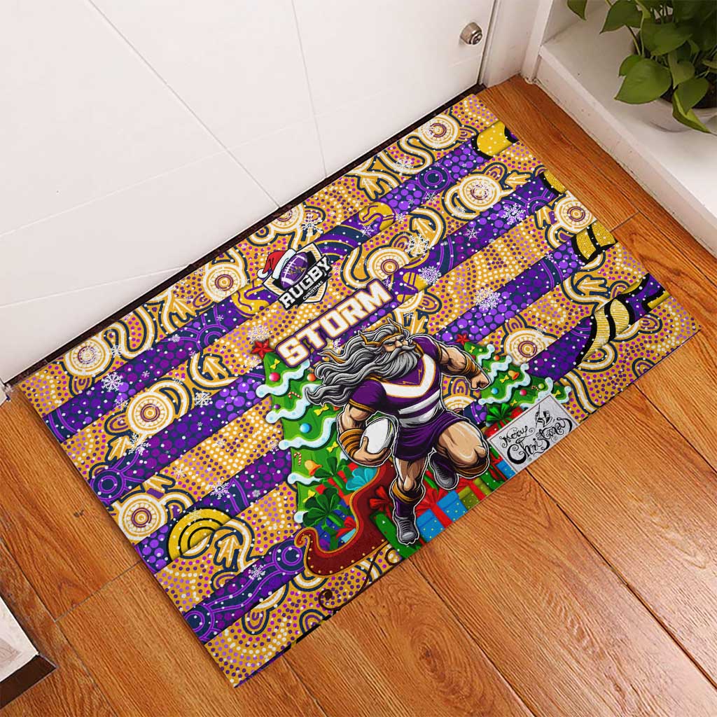 Storm Rugby Merry Christmas Rubber Doormat Indigenous Australian Art