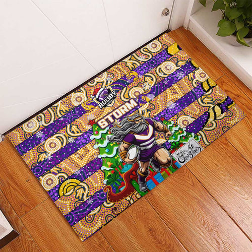 Storm Rugby Merry Christmas Rubber Doormat Indigenous Australian Art