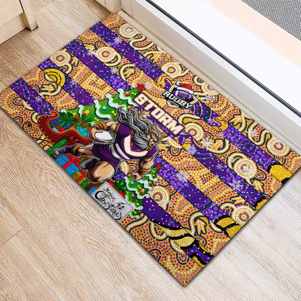 Storm Rugby Merry Christmas Rubber Doormat Indigenous Australian Art