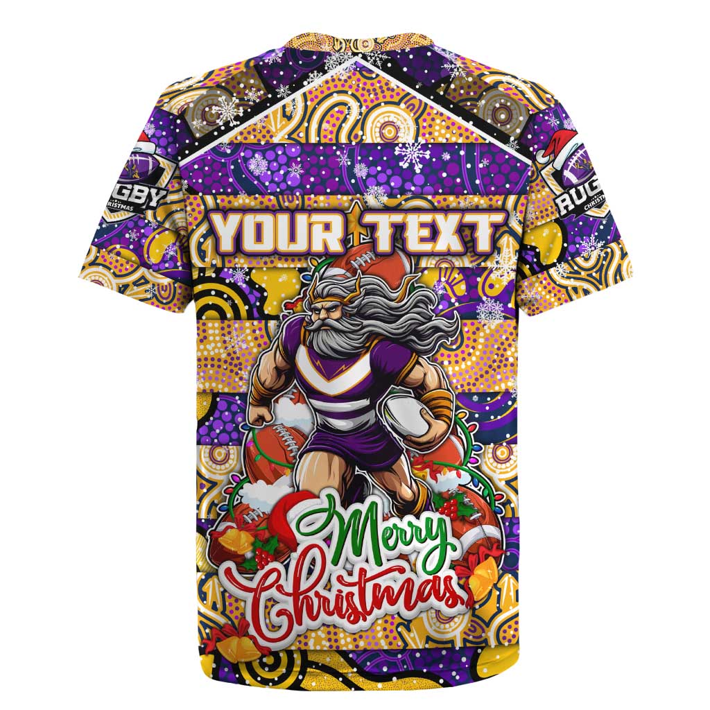 Custom Storm Rugby Merry Christmas Rugby Jersey Indigenous Australian Art