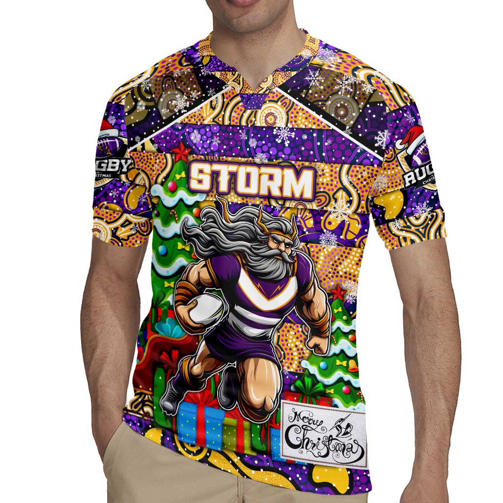 Custom Storm Rugby Merry Christmas Rugby Jersey Indigenous Australian Art