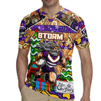 Custom Storm Rugby Merry Christmas Rugby Jersey Indigenous Australian Art