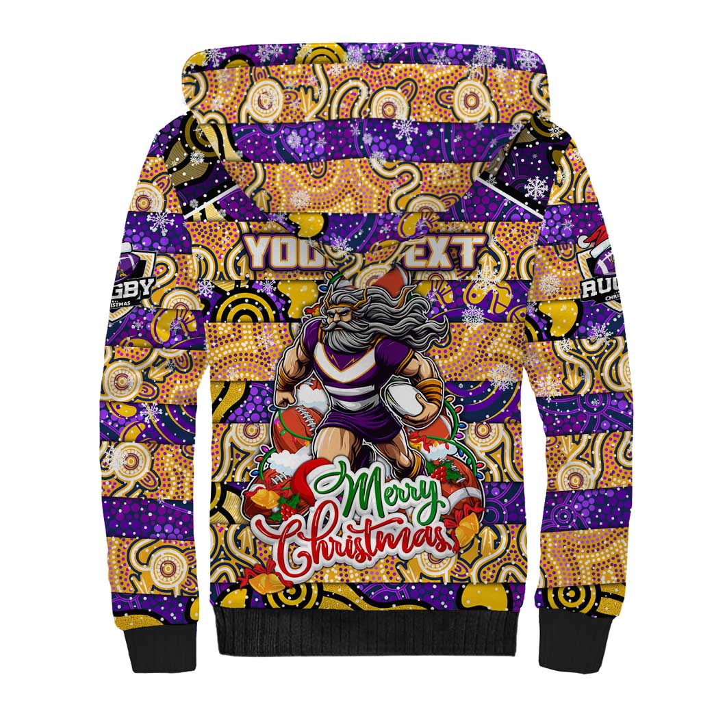 Custom Storm Rugby Merry Christmas Sherpa Hoodie Indigenous Australian Art