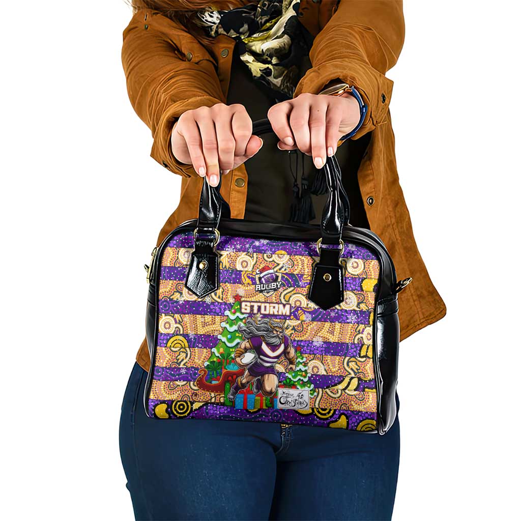 Storm Rugby Merry Christmas Shoulder Handbag Indigenous Australian Art