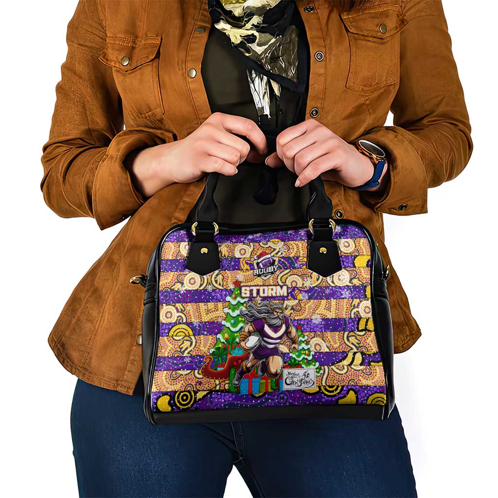Storm Rugby Merry Christmas Shoulder Handbag Indigenous Australian Art