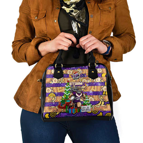 Storm Rugby Merry Christmas Shoulder Handbag Indigenous Australian Art