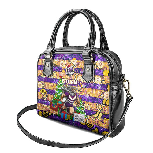 Storm Rugby Merry Christmas Shoulder Handbag Indigenous Australian Art