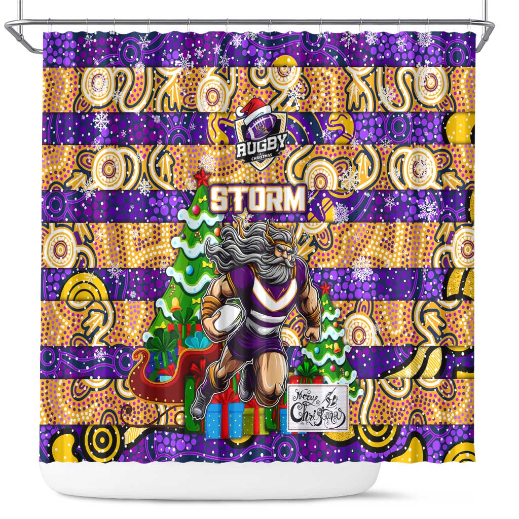 Storm Rugby Merry Christmas Shower Curtain Indigenous Australian Art