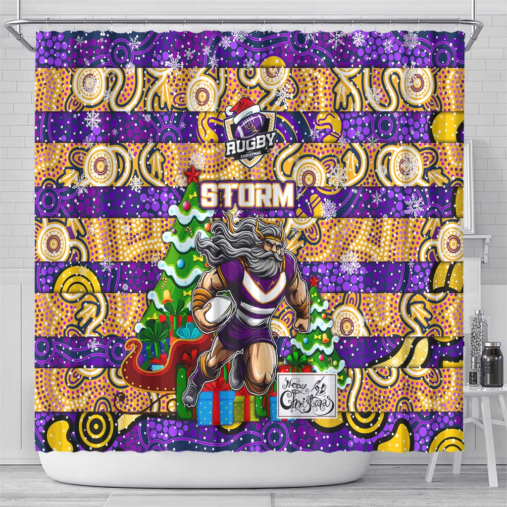 Storm Rugby Merry Christmas Shower Curtain Indigenous Australian Art