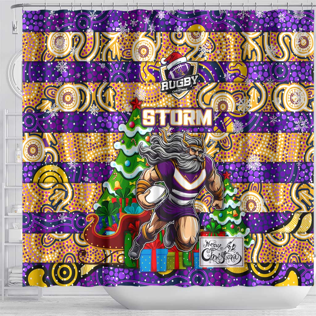 Storm Rugby Merry Christmas Shower Curtain Indigenous Australian Art