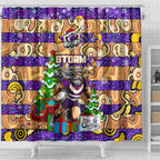Storm Rugby Merry Christmas Shower Curtain Indigenous Australian Art