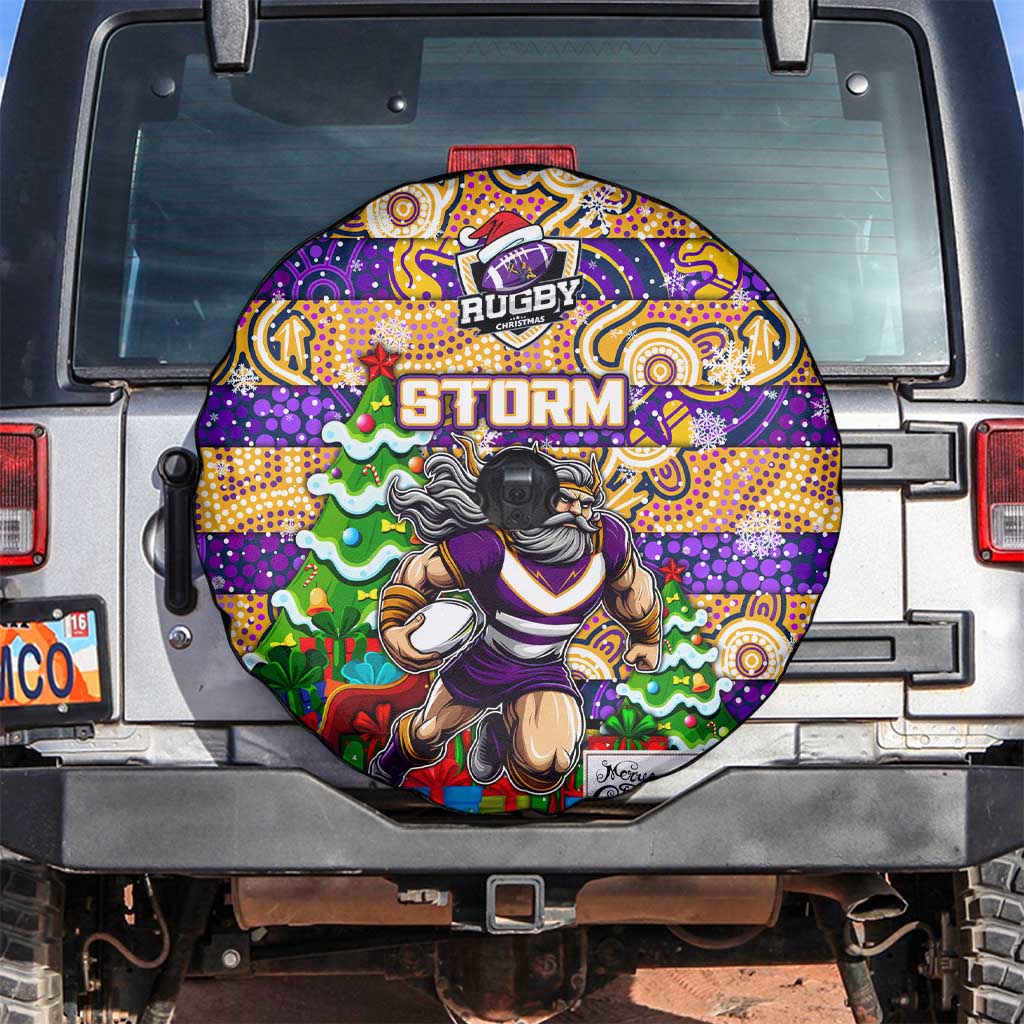 Storm Rugby Merry Christmas Spare Tire Cover Indigenous Australian Art